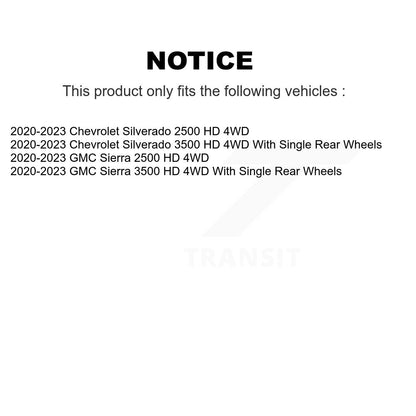 Ensemble de moyeu de roulement de roue avant, pour GMC Chevrolet Silverado 2500 HD Sierra 350