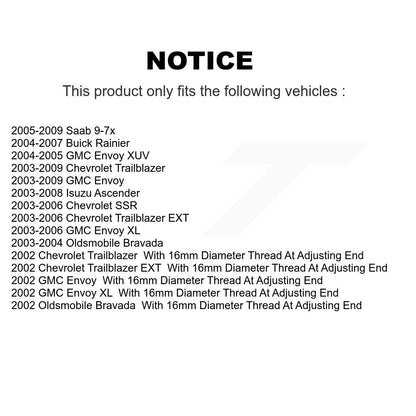 Extrémité de biellette de direction extérieure avant droite pour Chevrolet GMC Trailblazer envoyé XL