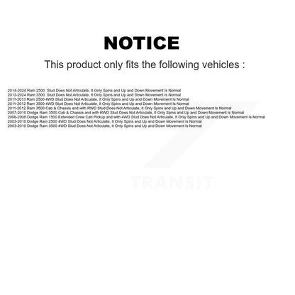 Rotule de Suspension supérieure avant pour Ram Dodge 2500 3500 1500 72-K7460