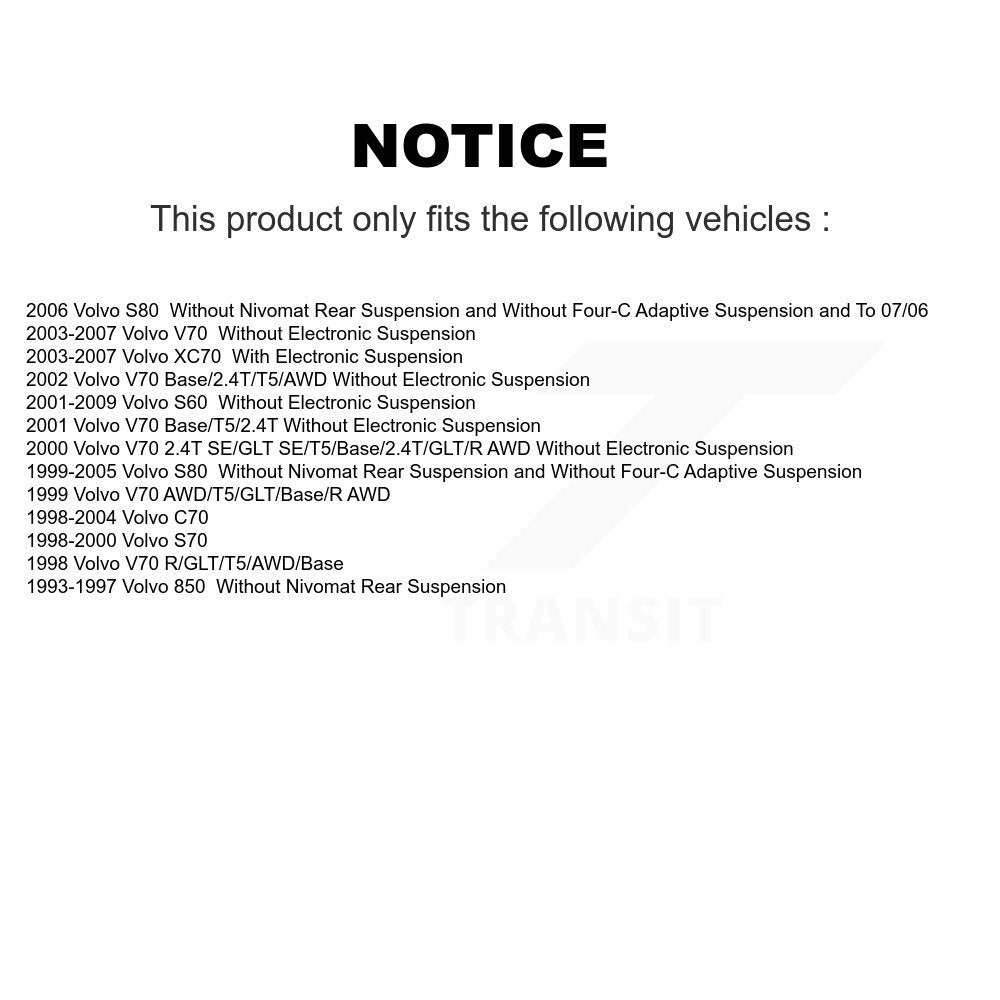 Kit de quincaillerie de jambe de force de Suspension avant, pour Volvo S60 XC70 V70 S70 850 S80 C70