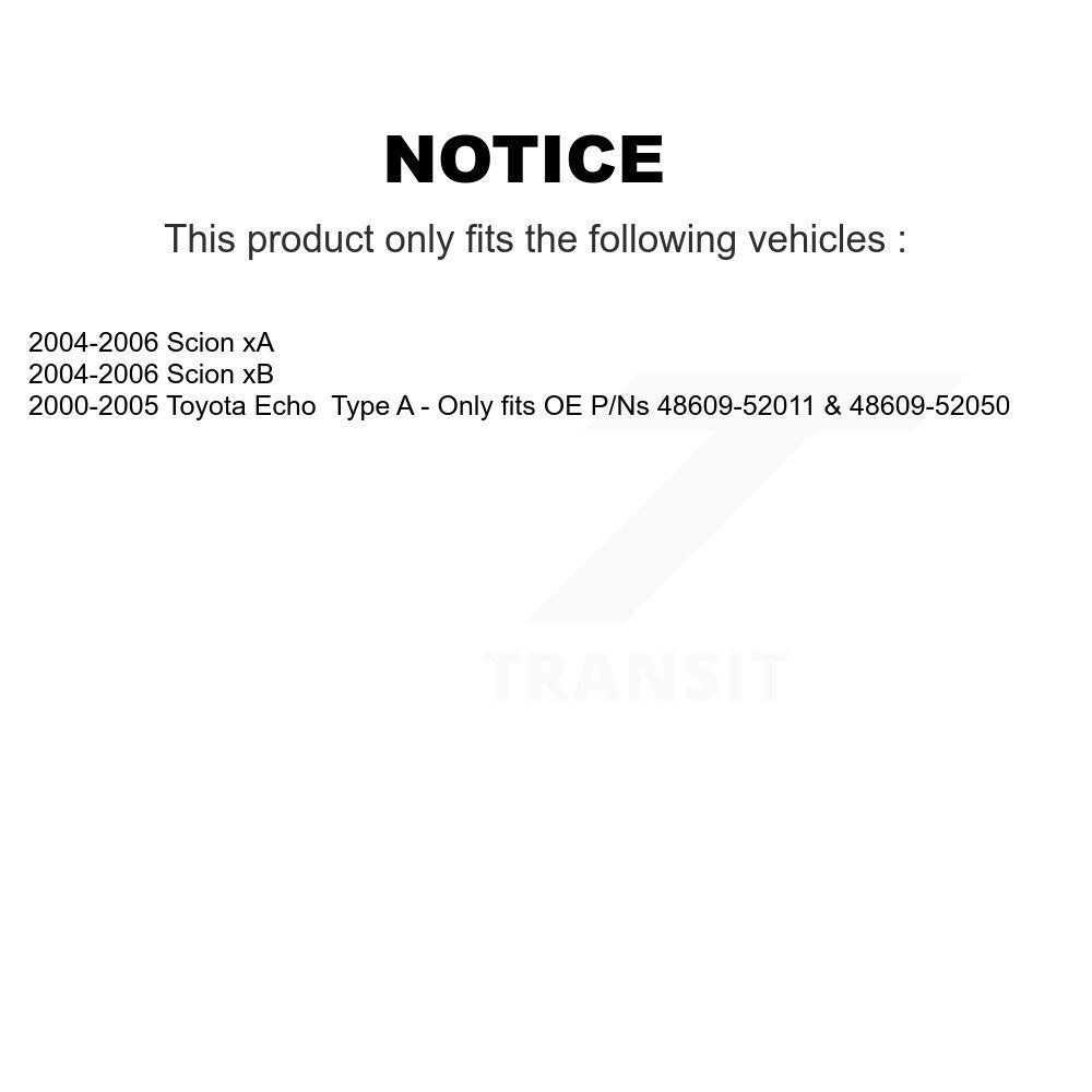 Kit de quincaillerie de jambe de force de Suspension avant, pour Toyota Echo Scion xB xA 73-904988