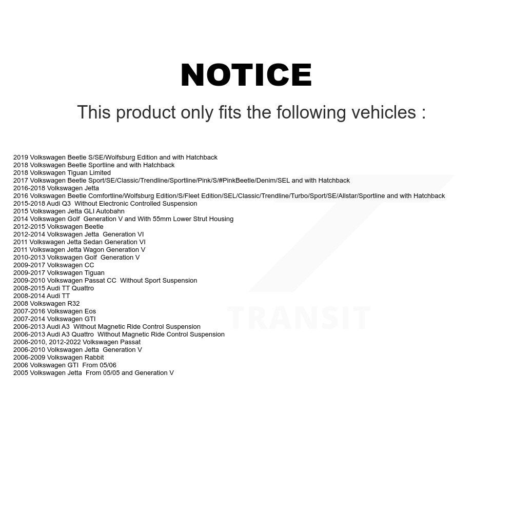 Kit de quincaillerie de jambe de force de Suspension avant, pour Volkswagen Jetta Tiguan Passat Golf Aud