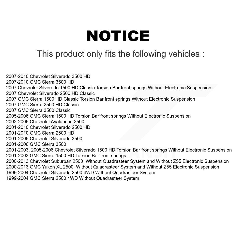 Amortisseur avant pour GMC Chevrolet Sierra 2500 HD Silverado 3500 Classic XL