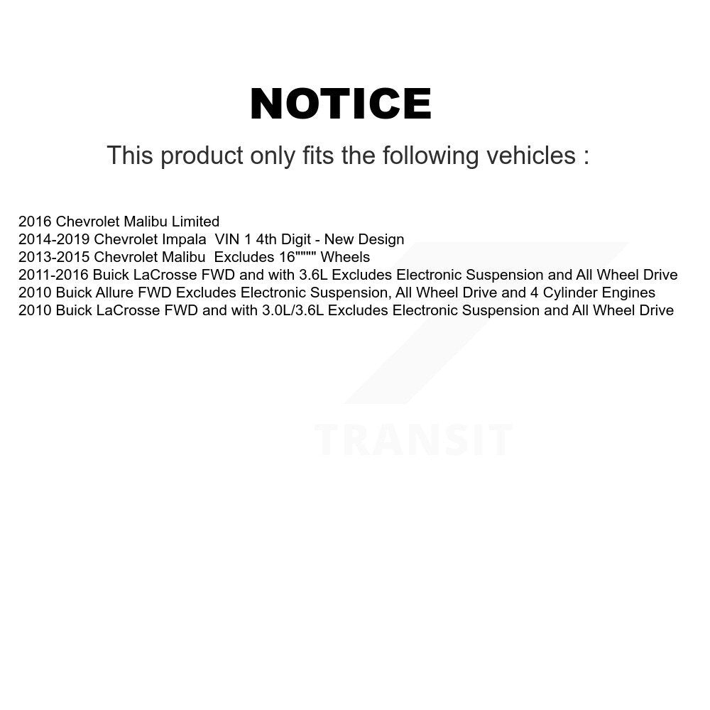 Ensemble de ressorts hélicoïdaux de jambe de force de Suspension avant droite, pour Chevrolet Malibu Impala