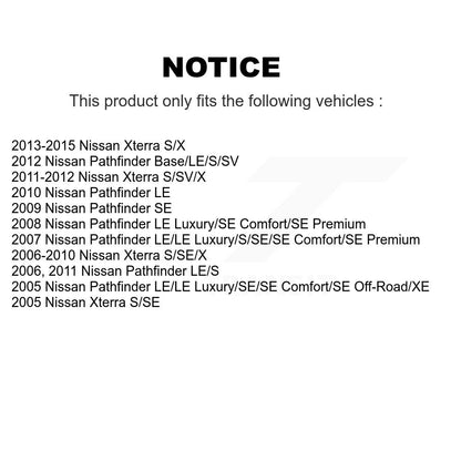 Ensemble de ressorts hélicoïdaux de jambe de force de Suspension avant, pour Nissan Pathfinder Xterra