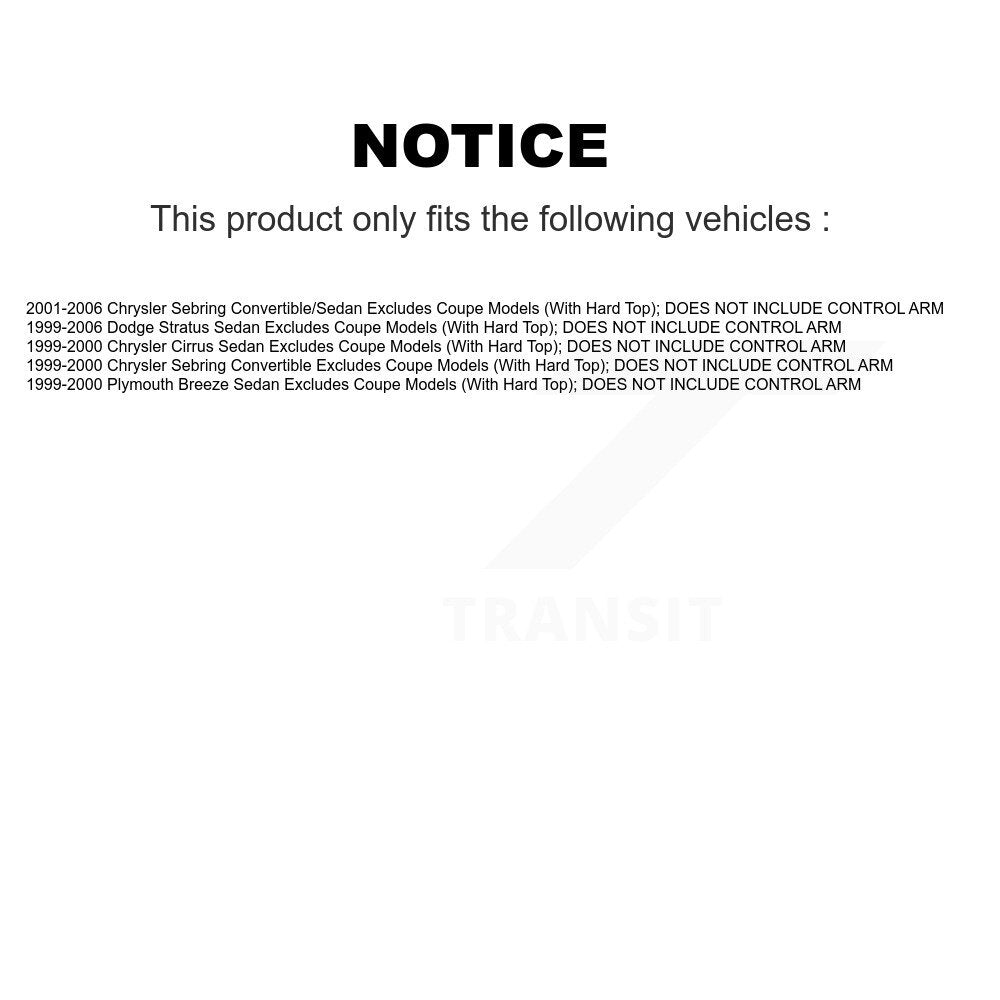 Ensemble de ressort hélicoïdal de contrefiche de suspension avant droite pour Chrysler Sebring Cirrus