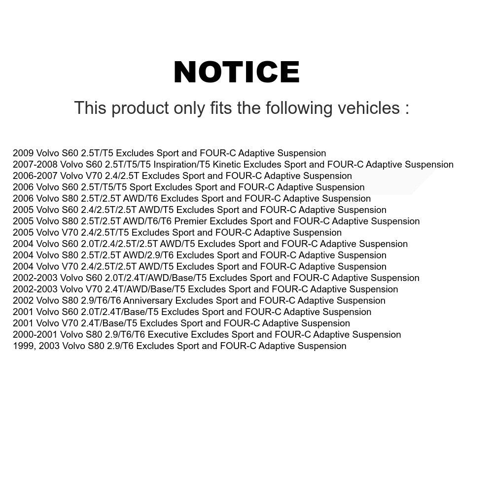 Ensemble de ressorts hélicoïdaux de jambe de force de Suspension avant gauche, pour Volvo S60 V70 S80 78A-1186