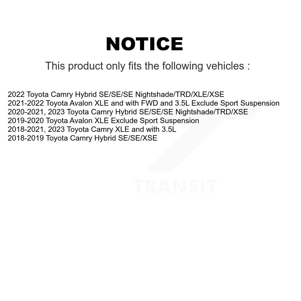 Ensemble de ressort hélicoïdal de contrefiche de suspension avant gauche pour Toyota Camry Avalon