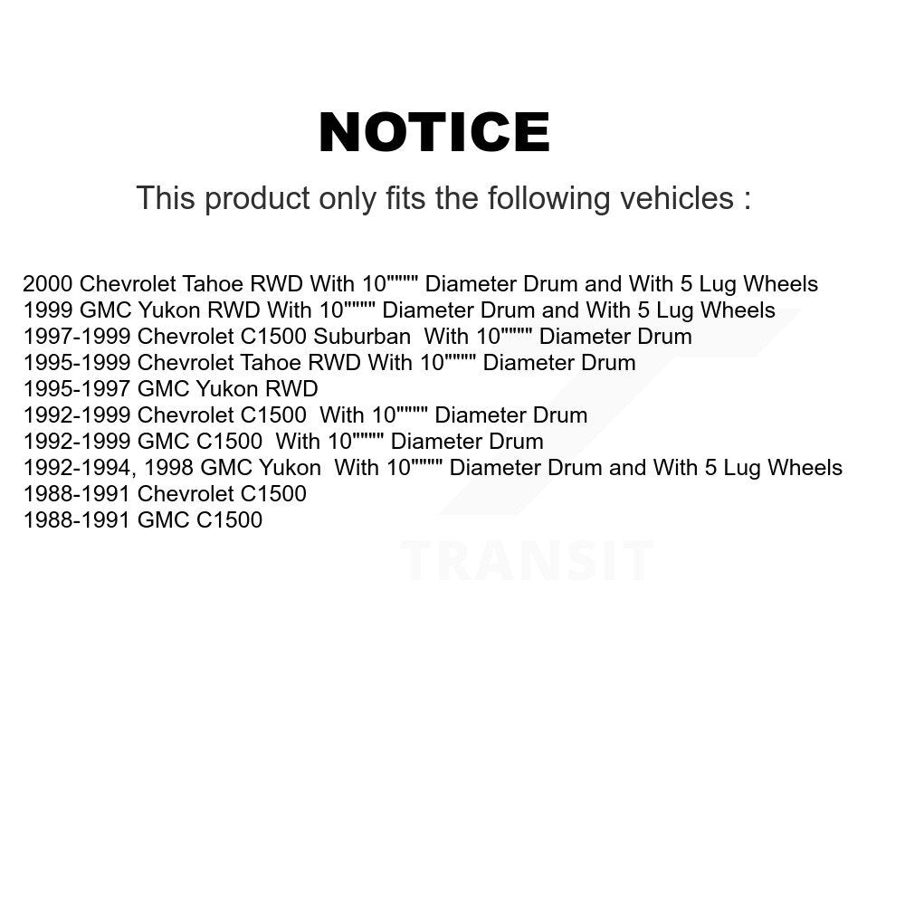 Tambour de frein arrière (1 pièce seulement) pour Chevrolet GMC Tahoe Yukon Suburban C1500