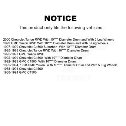 Tambour de frein arrière (1 pièce seulement) pour Chevrolet GMC Tahoe Yukon Suburban C1500