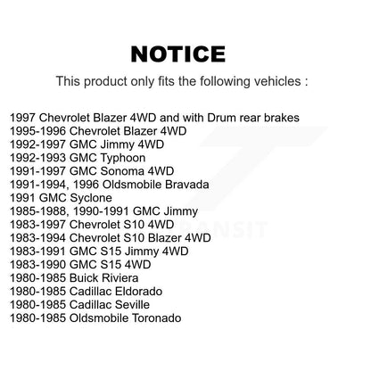 Rotor de frein à disque 1 pièce uniquement pour Chevrolet S10 GMC Sonoma Jimmy Blazer S15