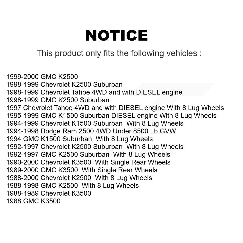 Rotor de frein à disque avant (1 pièce seulement) pour K2500 Chevrolet GMC Dodge Ram 2500