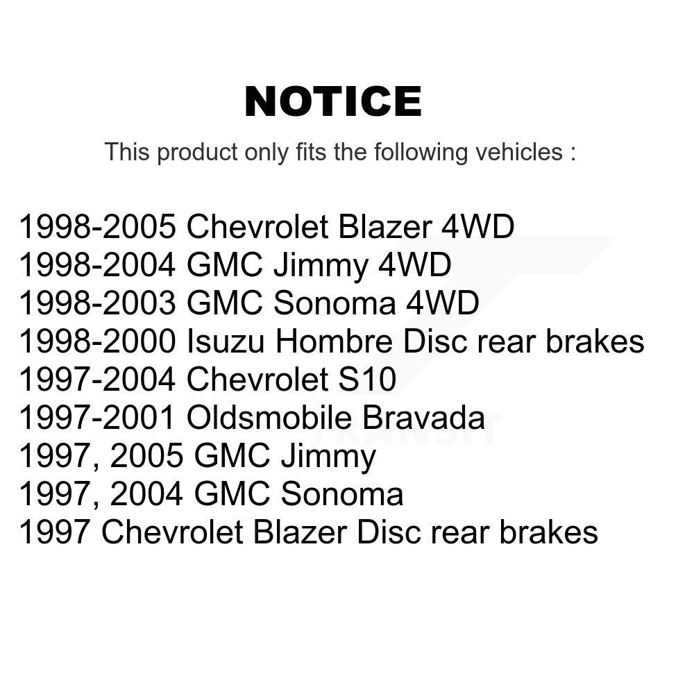 Rotor de frein à disque arrière (1 pièce seulement) pour Chevrolet GMC Blazer S10 Jimmy Sonoma