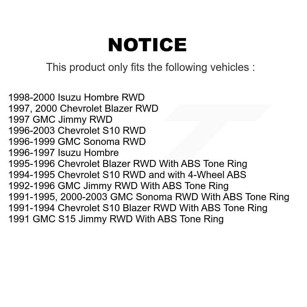 Ensemble moyeu de Rotor de frein à disque avant (1 pièce seulement) pour Chevrolet S10 GMC Sonoma