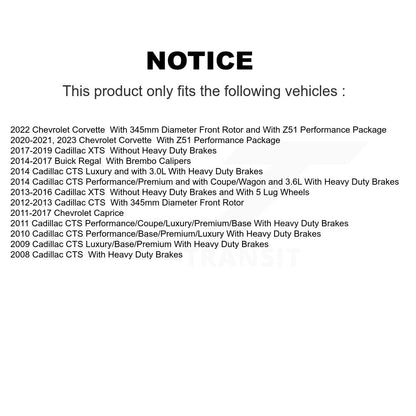 Rotor de frein à disque avant (1 pièce seulement) pour Cadillac CTS Chevrolet Corvette XTS