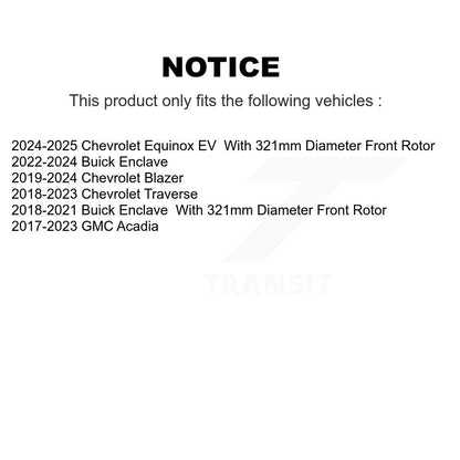 Rotor de frein à disque avant (1 pièce seulement) pour Chevrolet Traverse GMC Acadia Blazer