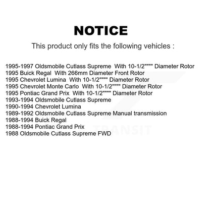 Rotor de frein à disque avant (1 pièce seulement) pour Oldsmobile Cutlass Supreme Buick Rega
