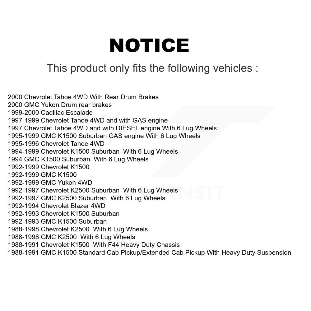 Rotor de frein à disque avant (1 pièce seulement) pour K1500 Chevrolet GMC K2500 Tahoe Yukon