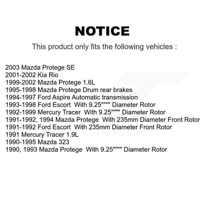 Rotor de frein à disque avant (1 pièce seulement) pour Mazda Protege Ford Escort 323 Kia Rio