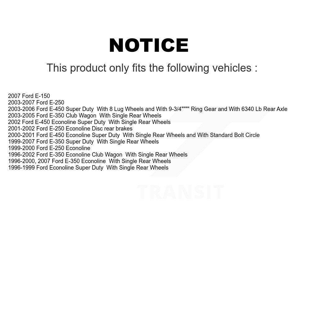 Rotor de frein à disque arrière (1 pièce seulement) pour Ford E-350 Super Duty E-250 Econoline