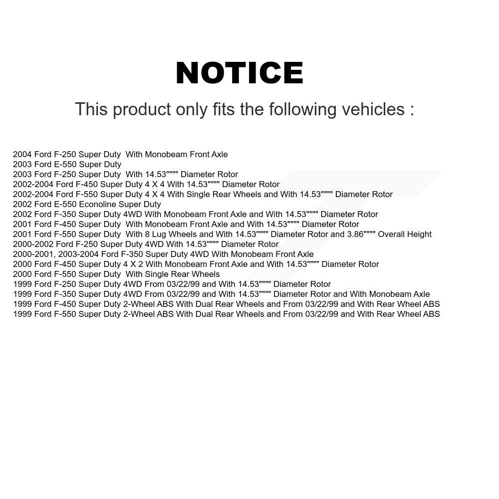 Rotor de frein à disque avant (1 pièce seulement) pour Ford F-350 Super Duty F-250 E-550