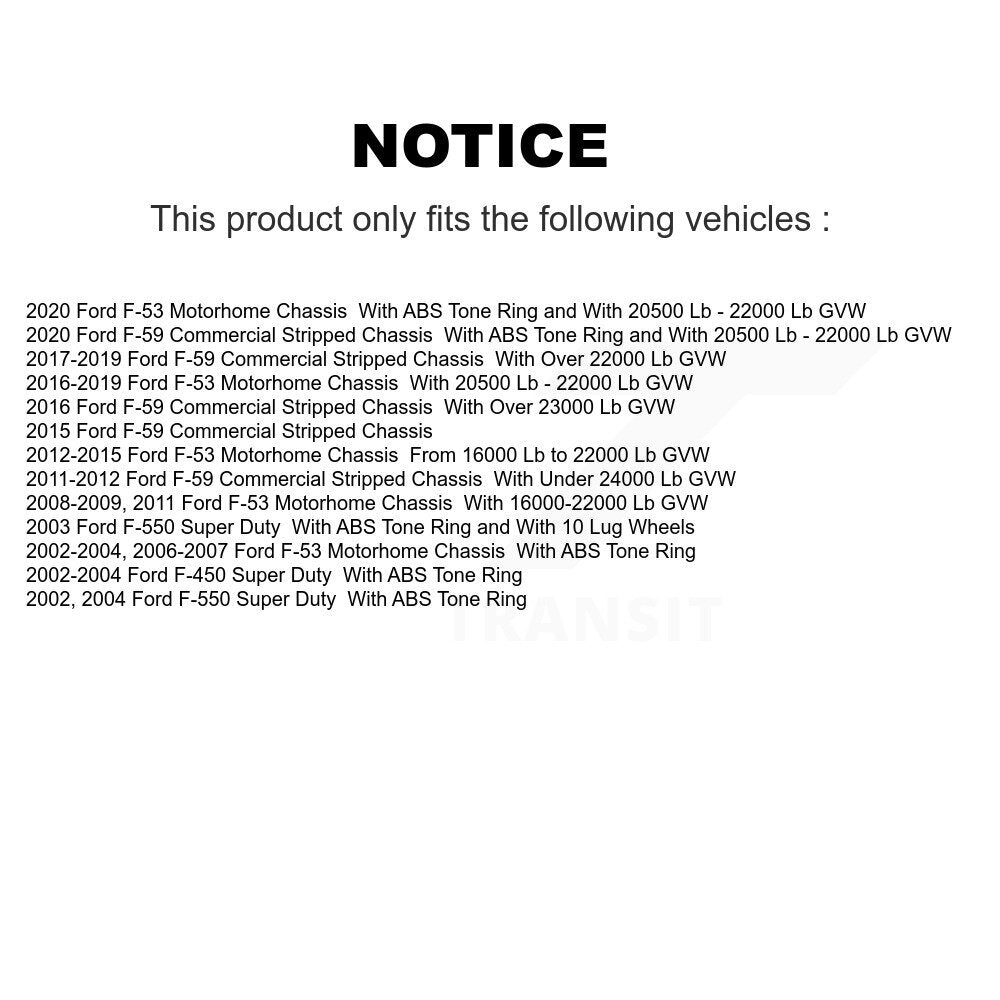 Rotor de frein à disque arrière (1 pièce seulement) pour châssis de camping-car Ford F-53 F-550 Supe