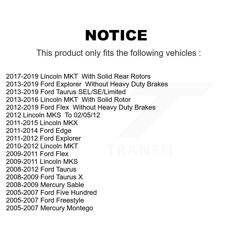 Rotor de frein à disque arrière (1 pièce seulement) pour Ford Explorer Edge Flex Lincoln Taurus