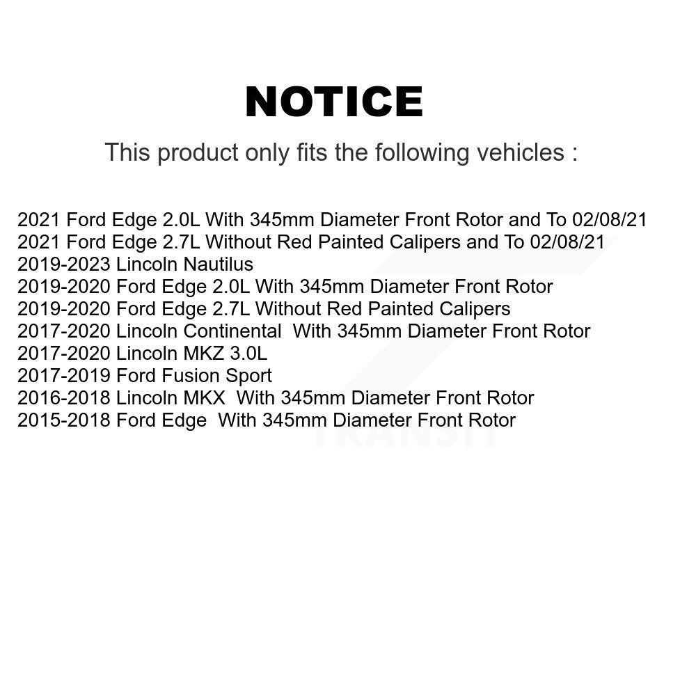 Rotor de frein à disque avant (1 pièce seulement) pour Ford Edge Fusion Lincoln Nautilus MKX