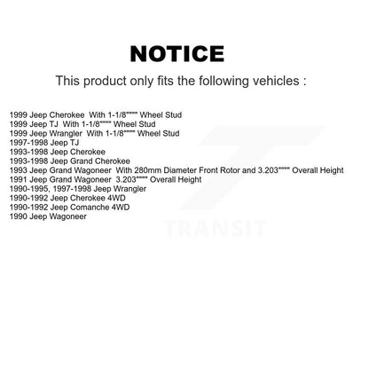Rotor de frein à disque avant (1 pièce seulement) pour Jeep Wrangler Cherokee Grand Comanche
