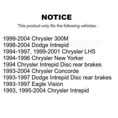Rotor de frein à disque arrière (1 pièce seulement) pour Chrysler Intrepid Dodge Concorde 300M