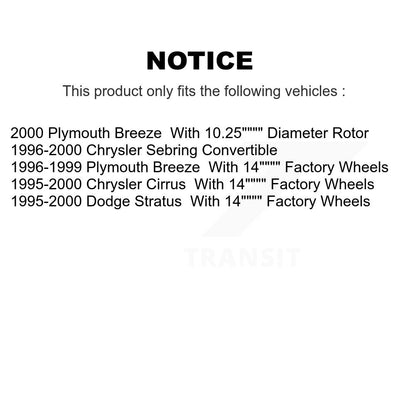 Rotor de frein à disque avant (1 pièce seulement) pour Chrysler Sebring Cirrus Dodge Stratus