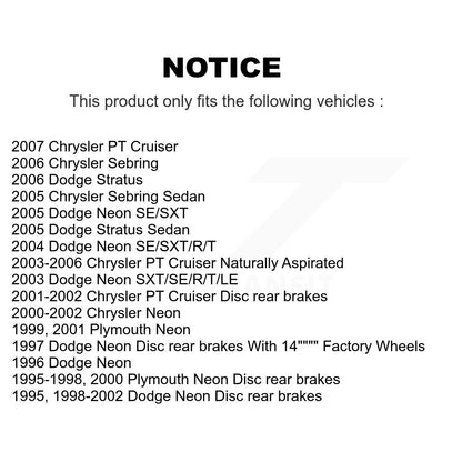 Rotor de frein à disque arrière (1 pièce seulement) pour Chrysler PT Cruiser Neon Dodge Sebring
