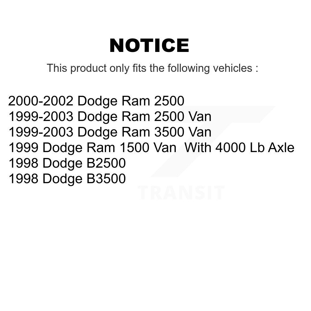 Ensemble moyeu de Rotor de frein à disque avant (1 pièce seulement) pour Dodge Ram 2500 3500 Van