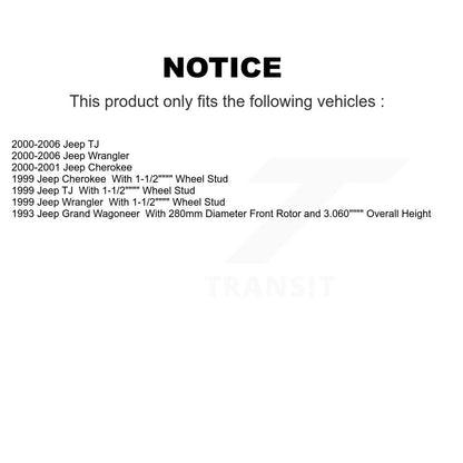 Rotor de frein à disque avant (1 pièce seulement) pour Jeep Wrangler Cherokee Grand Wagoneer