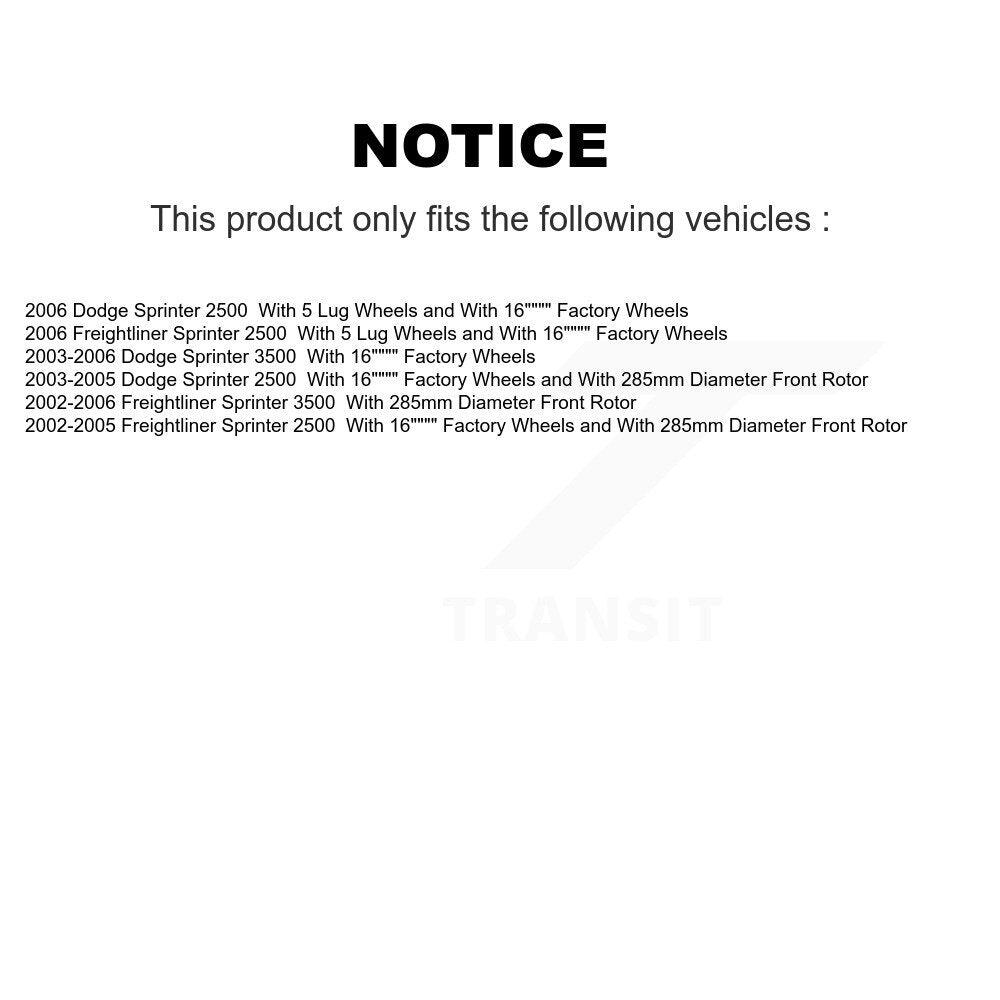 Rotor de frein à disque avant (1 pièce seulement) pour Sprinter 2500 Dodge Freightliner 3500