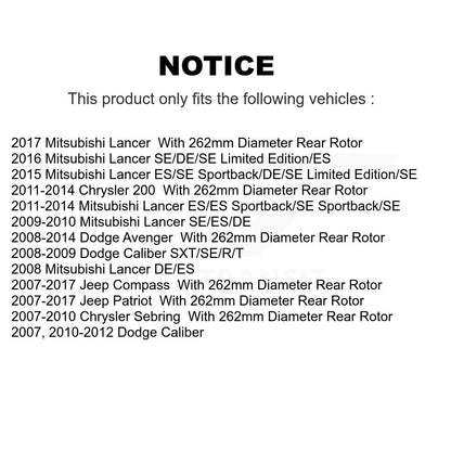 Rotor de frein à disque arrière (1 pièce seulement) pour Jeep Mitsubishi Lancer Patriot Dodge