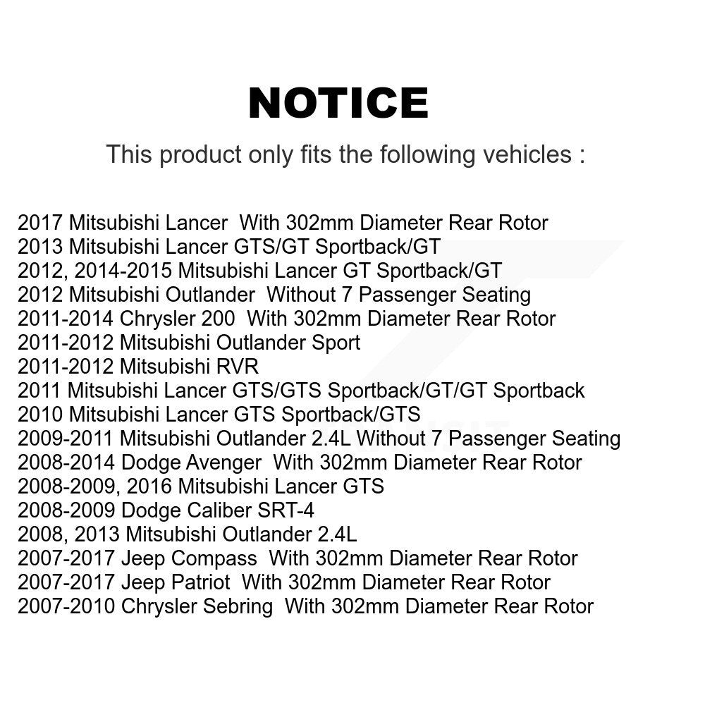 Rotor de frein à disque arrière (1 pièce seulement) pour Jeep Mitsubishi Patriot Lancer Chrysler