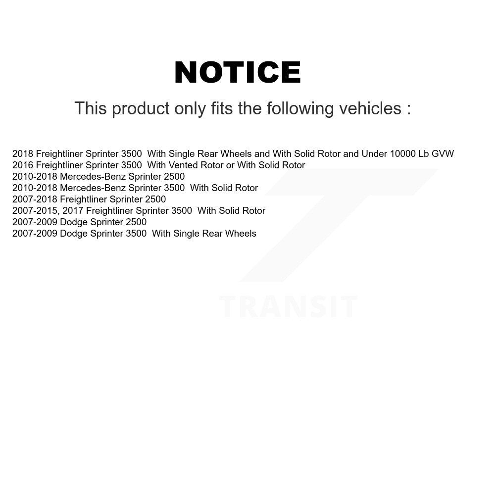 Rotor de frein à disque arrière (1 pièce seulement) pour Mercedes-Benz Sprinter 2500 3500 Dodge