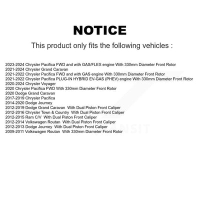 Rotor de frein à disque avant (1 pièce seulement) pour Dodge Grand Caravan Journey Chrysler