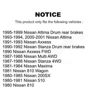 Tambour de frein arrière (1 pièce seulement) pour Nissan Altima Axxess Stanza 200SX 510 Maxima