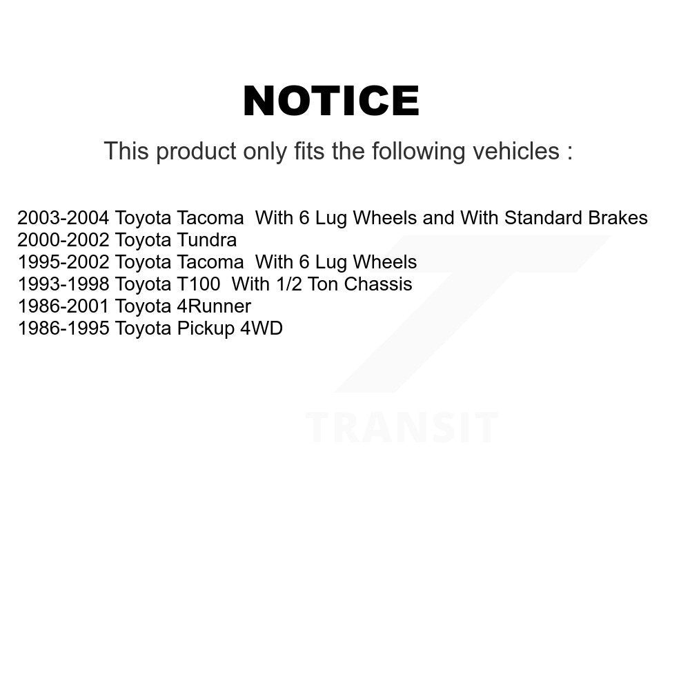 Tambour de frein arrière (1 pièce seulement) pour Toyota 4Runner Tacoma Pickup Tundra T100