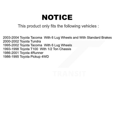 Tambour de frein arrière (1 pièce seulement) pour Toyota 4Runner Tacoma Pickup Tundra T100