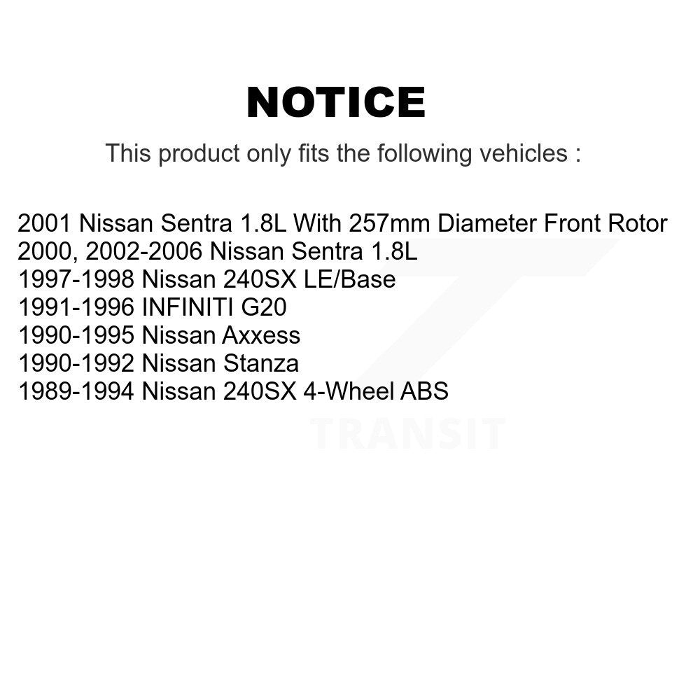 Rotor de frein à disque avant (1 pièce seulement) pour Nissan Sentra 240SX Axxess Stanza G20