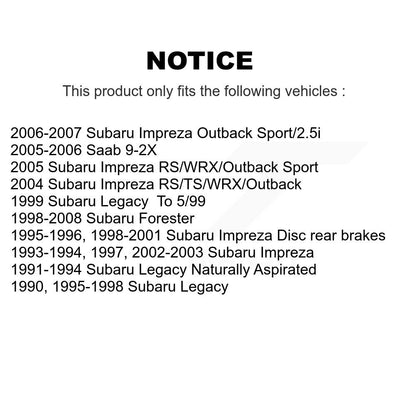 Rotor de frein à disque arrière (1 pièce seulement) pour Subaru Impreza Forester Legacy Saab