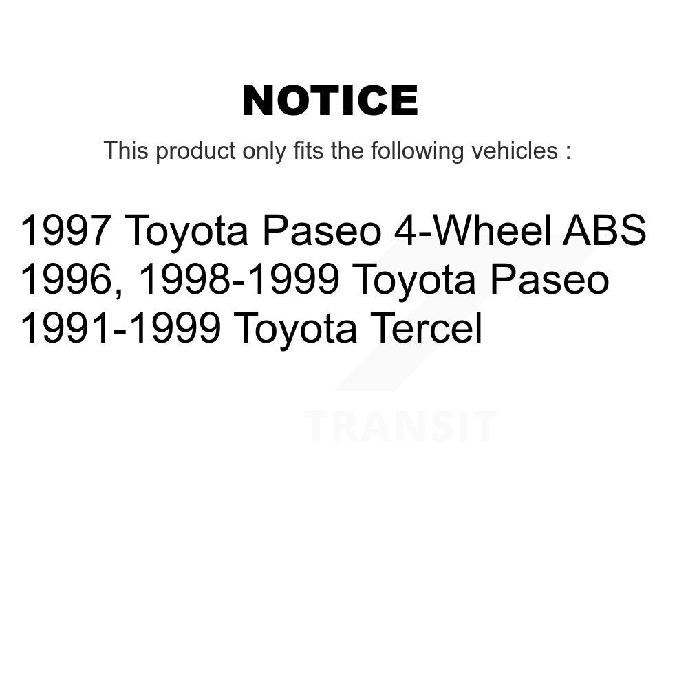 Rotor de frein à disque avant (1 pièce seulement) pour Toyota Tercel Paseo 8-96209