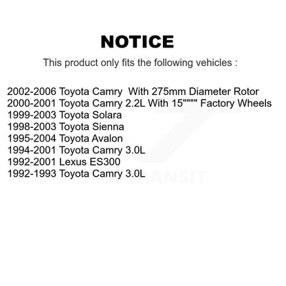 Rotor de frein à disque avant (1 pièce seulement) pour Toyota Camry Sienna Solara Avalon