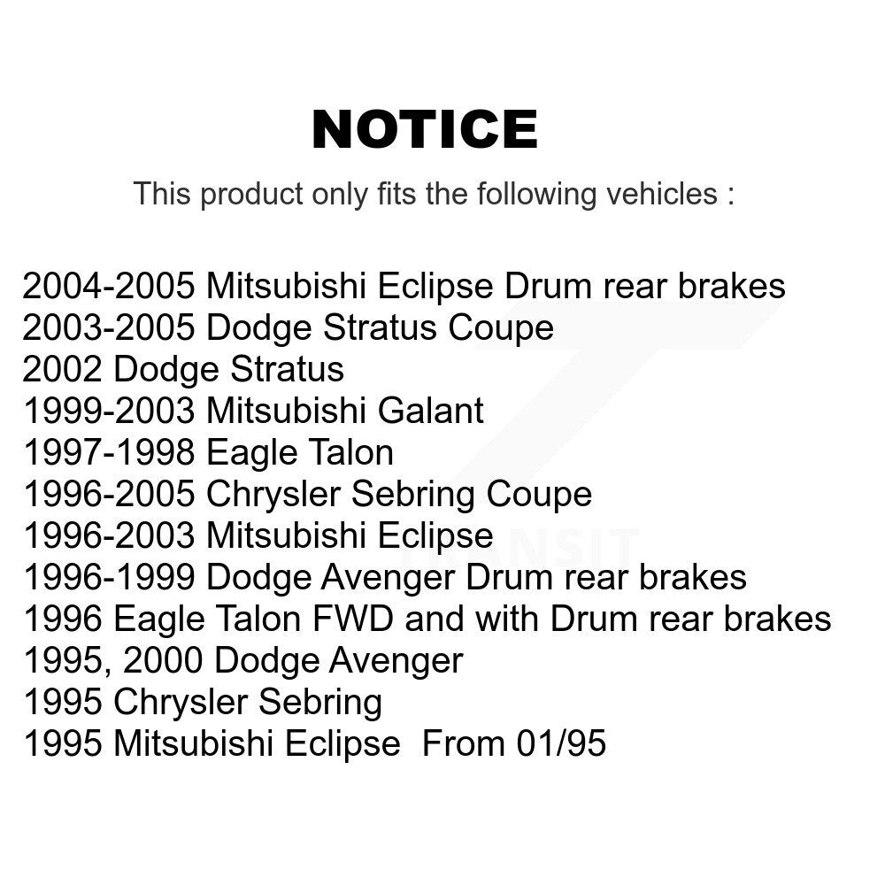 Tambour de frein arrière (1 pièce seulement) pour Chrysler Sebring Mitsubishi Eclipse Galant