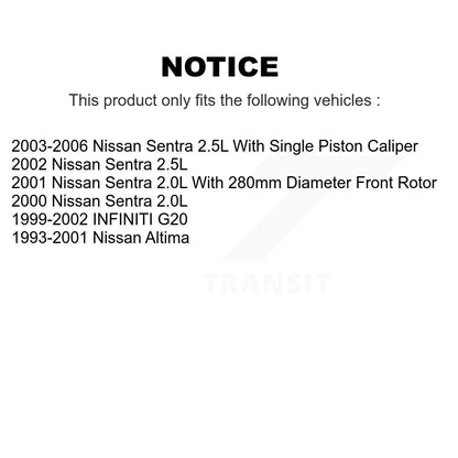 Rotor de frein à disque avant (1 pièce seulement) pour Nissan Sentra Altima INFINITI G20