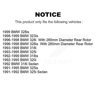 Rotor de frein à disque arrière (1 pièce seulement) pour BMW 328i 325i 318i 328is 318is 325is