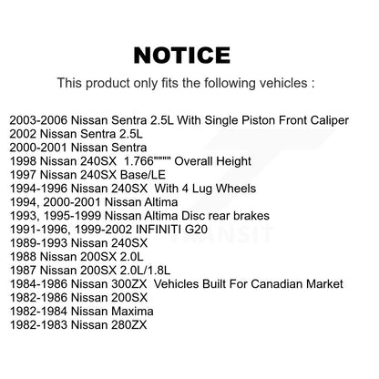 Rotor de frein à disque arrière (1 pièce seulement) pour Nissan Sentra 240SX Altima 300ZX 280ZX